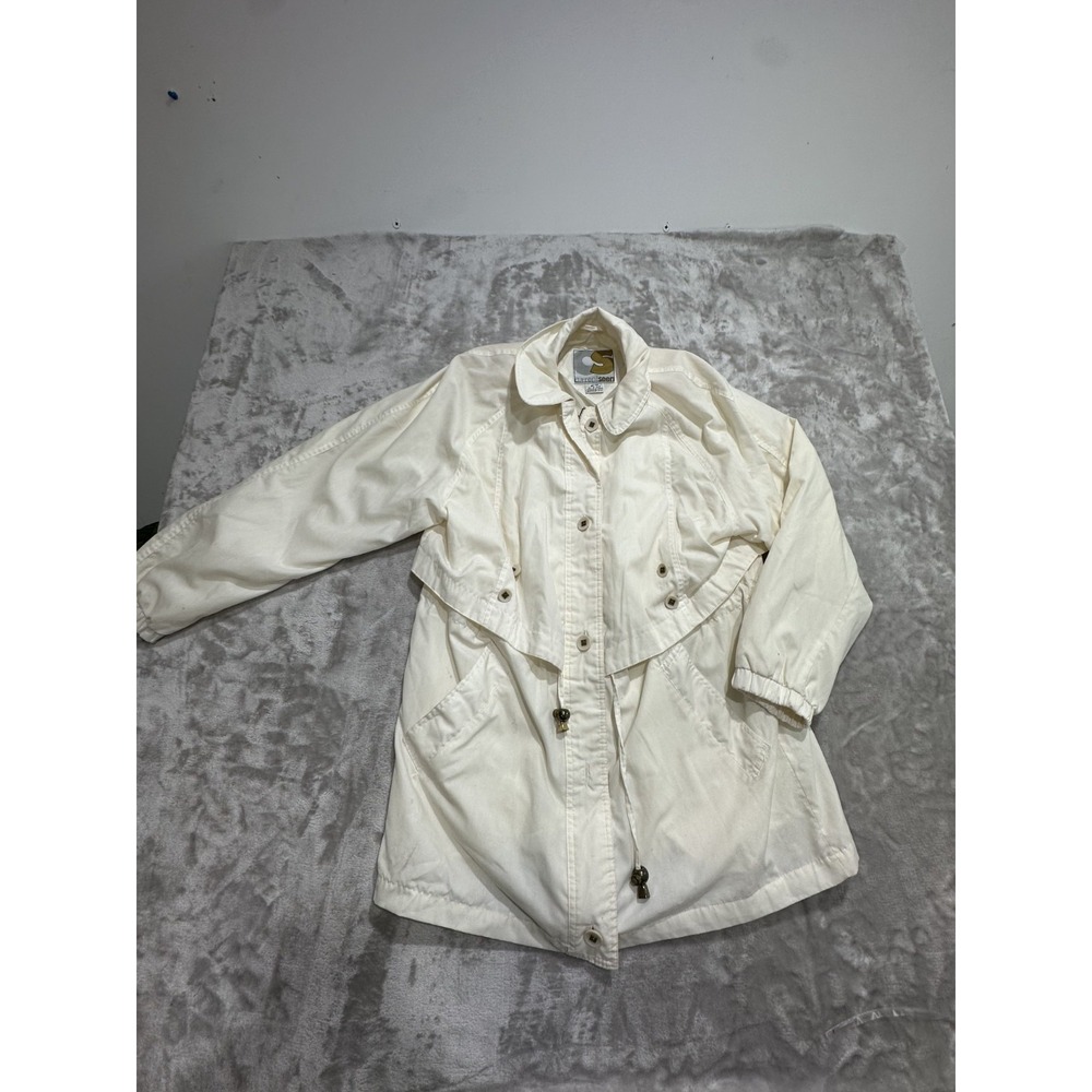 Current Seen Coat Women's Size Medium White Zipper Button Vintage‎ Pockets